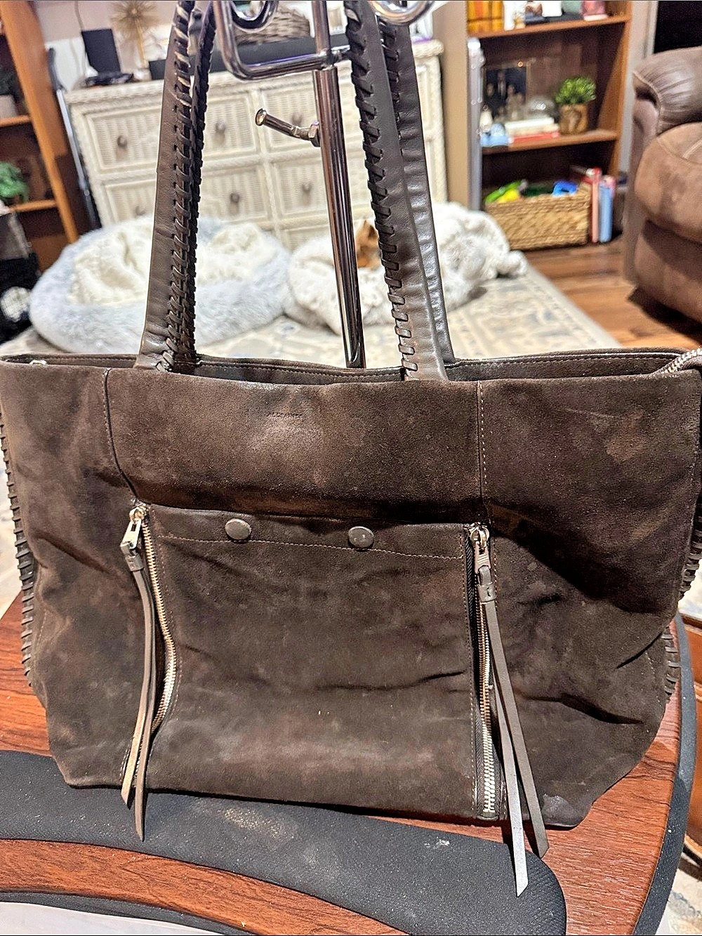AllSaints Fleur de Lis East/West Tote Brown Tote Bag